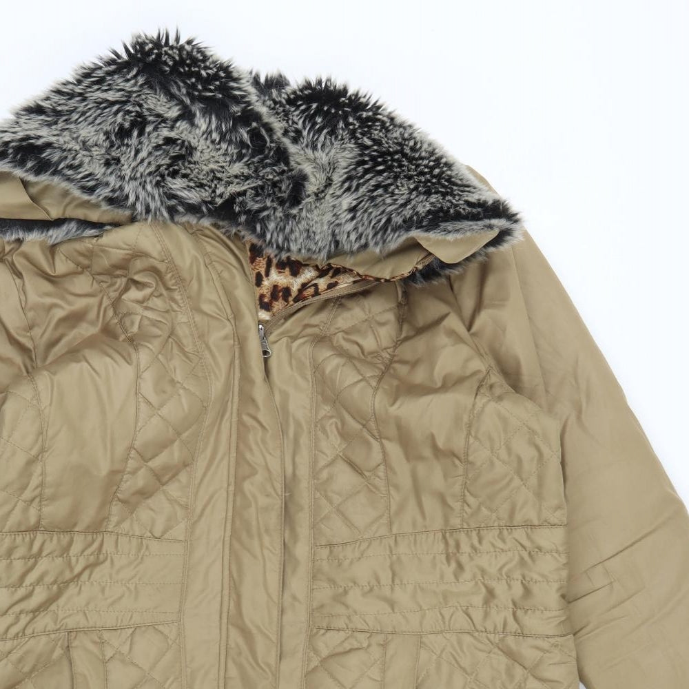 Joanna Hope Womens Beige   Quilted Coat Size 18