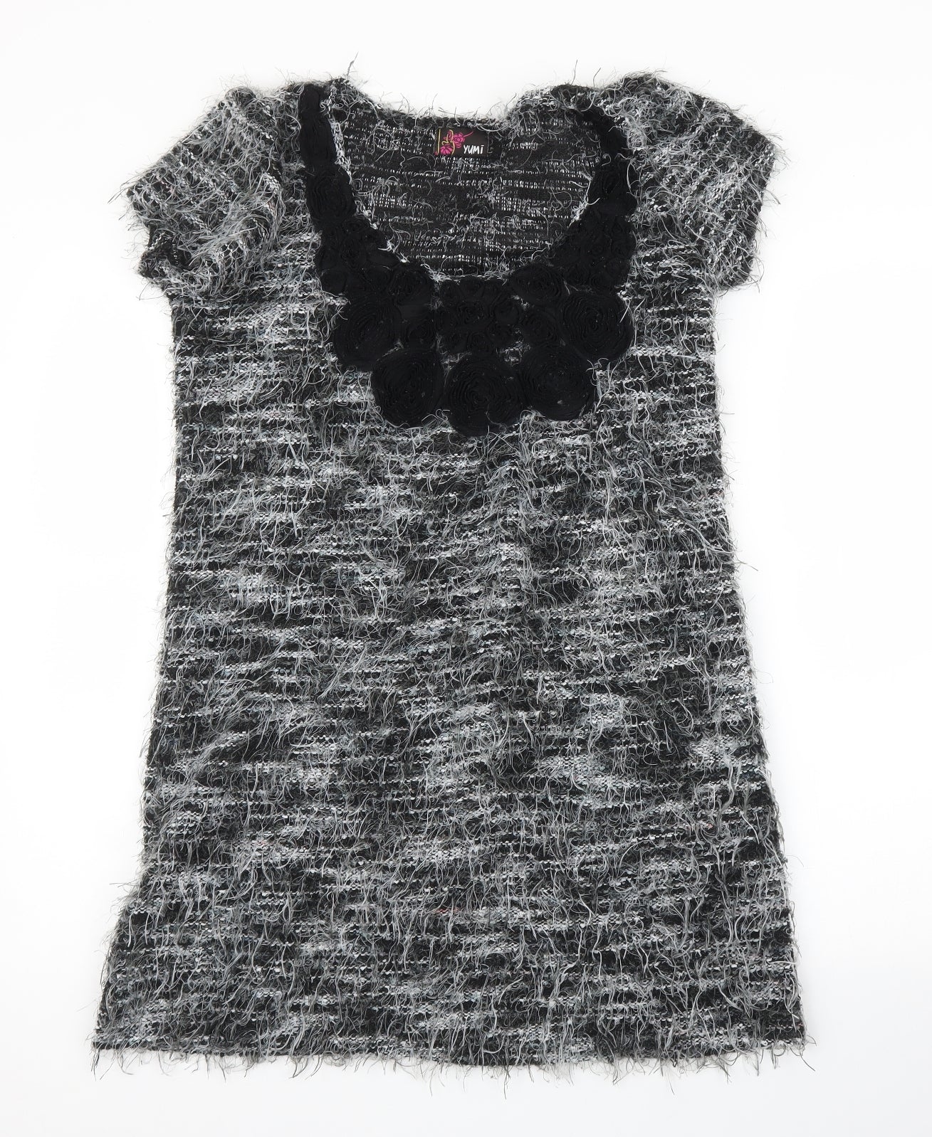 Yumi Womens Grey Floral  A-Line  Size M