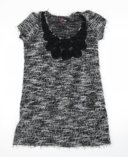 Yumi Womens Grey Floral  A-Line  Size M