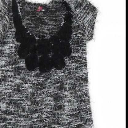 Yumi Womens Grey Floral  A-Line  Size M