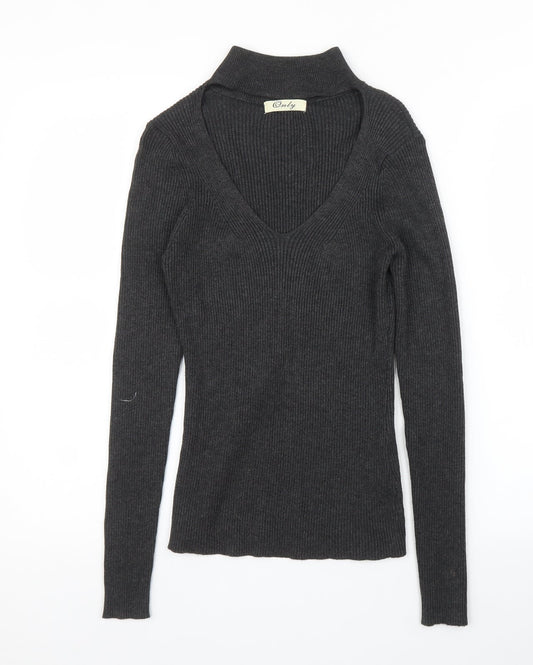 Womens UK Size S Only Grey Basic Blouse