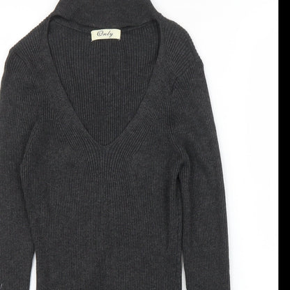Womens UK Size S Only Grey Basic Blouse