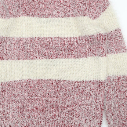 Hua & Huo Womens Red Striped  Pullover Jumper Size M