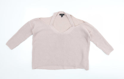 Womens UK Size M New Look Pink Henley Jumper