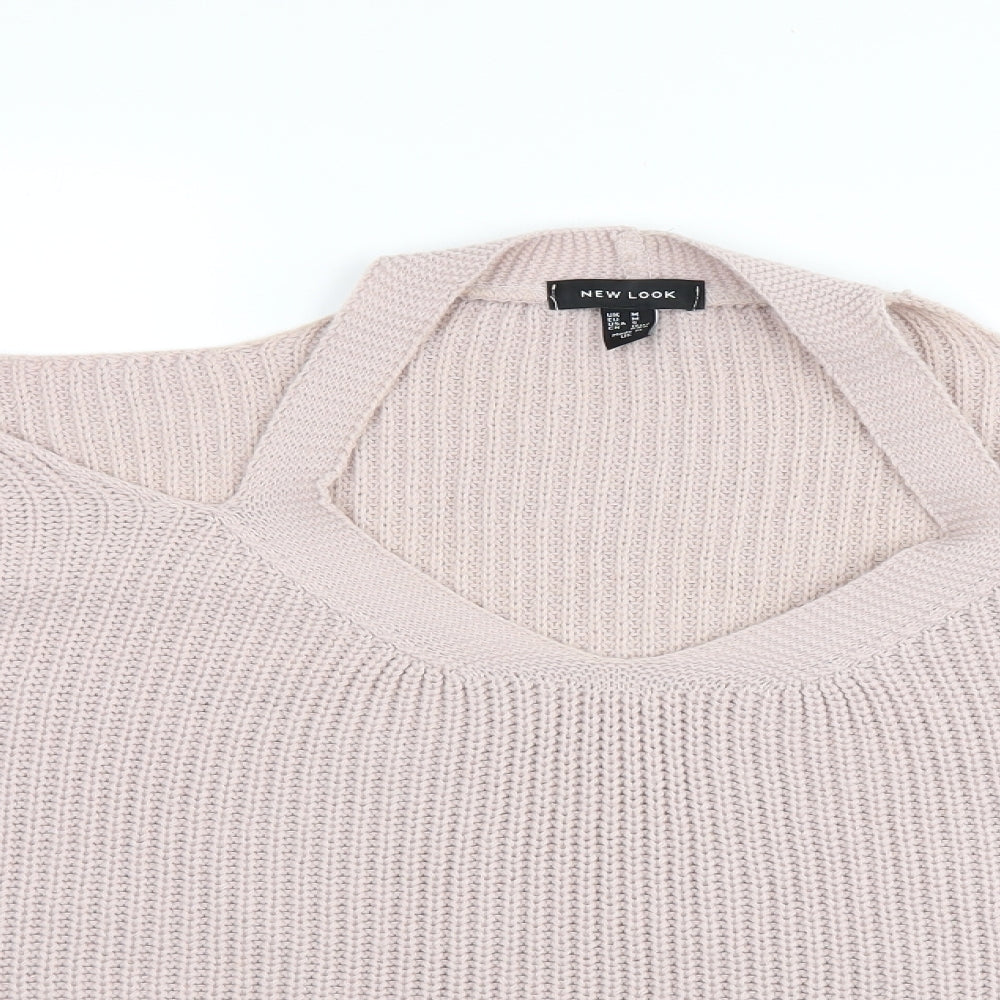 Womens UK Size M New Look Pink Henley Jumper