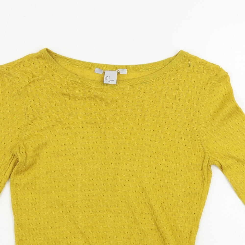 Womens UK Size S H&M Yellow Pullover Jumper