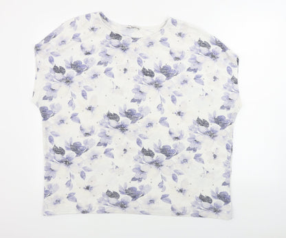 TU Womens White Floral  Pullover Jumper Size 20