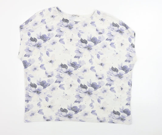 TU Womens White Floral  Pullover Jumper Size 20