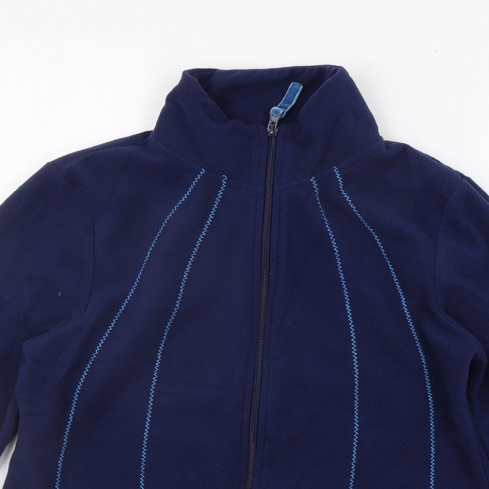 Close-up detail of Denim & Co. women’s blue jacket coat, size UK 12