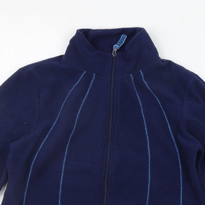 Close-up detail of Denim & Co. women’s blue jacket coat, size UK 12