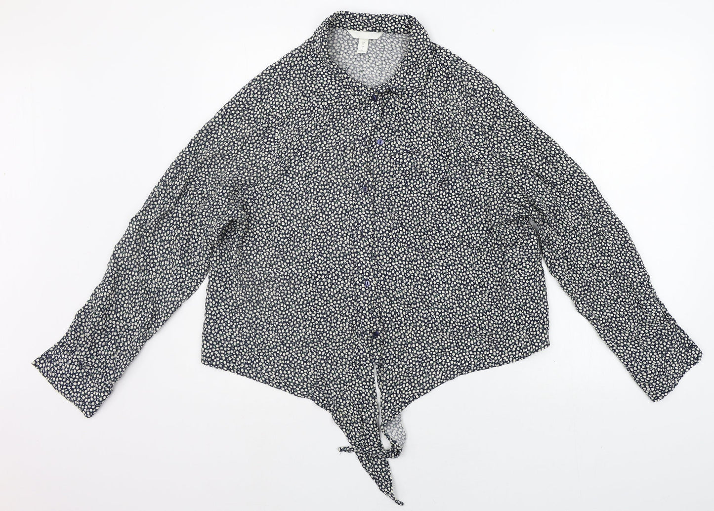 Womens UK Size 16 H&M Blue Basic Button-Up