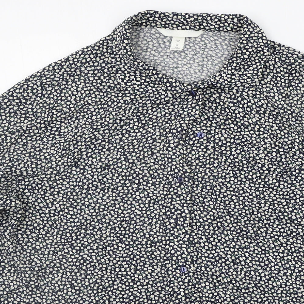 Womens UK Size 16 H&M Blue Basic Button-Up