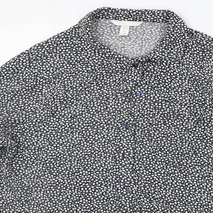 Womens UK Size 16 H&M Blue Basic Button-Up