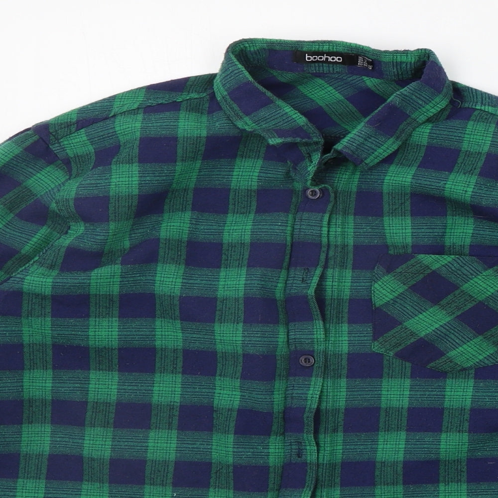 Mens UK Size 13 Boohoo Green  Button-Up Long Sleeve Casual Shirt