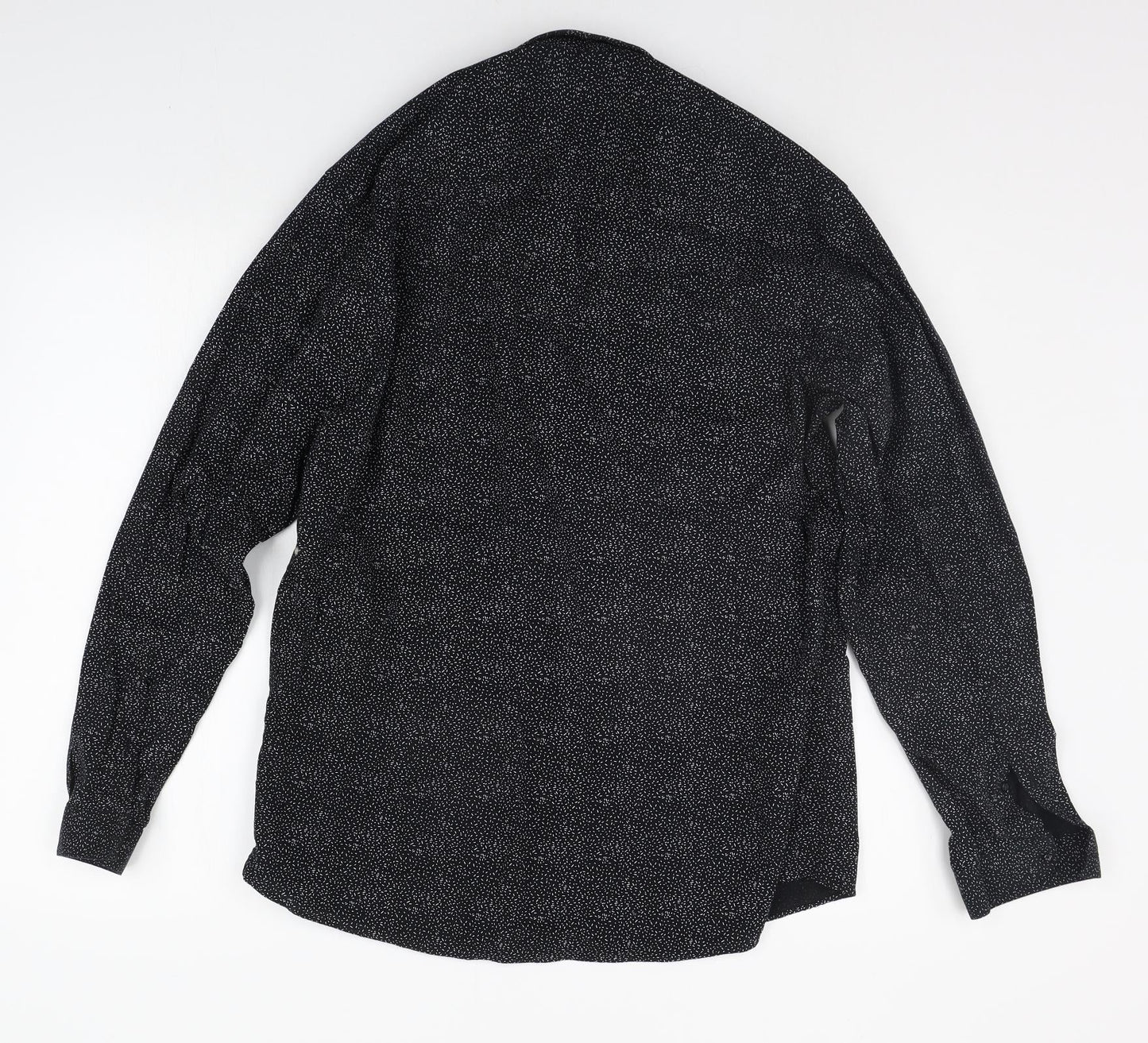 Mens UK Size 16 Cedar Wood State Black  Button-Up Long Sleeve Casual Shirt