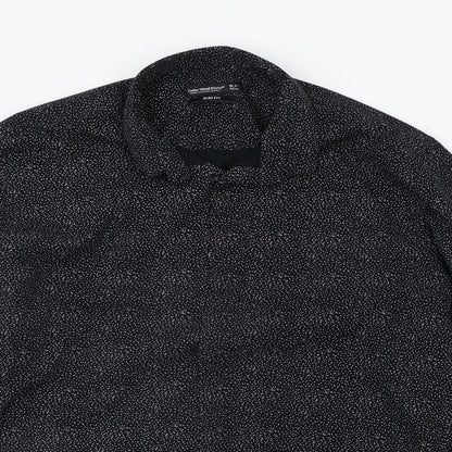 Mens UK Size 16 Cedar Wood State Black  Button-Up Long Sleeve Casual Shirt