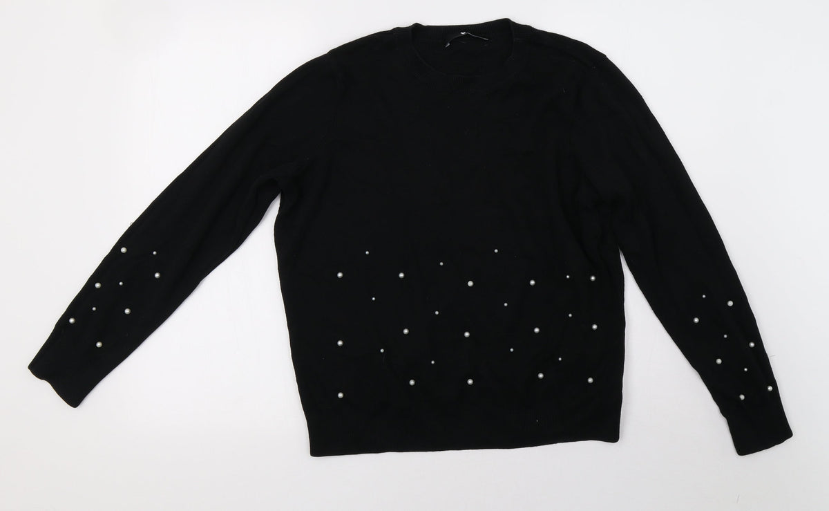 Very Womens Black Pullover Sweatshirt Size 14