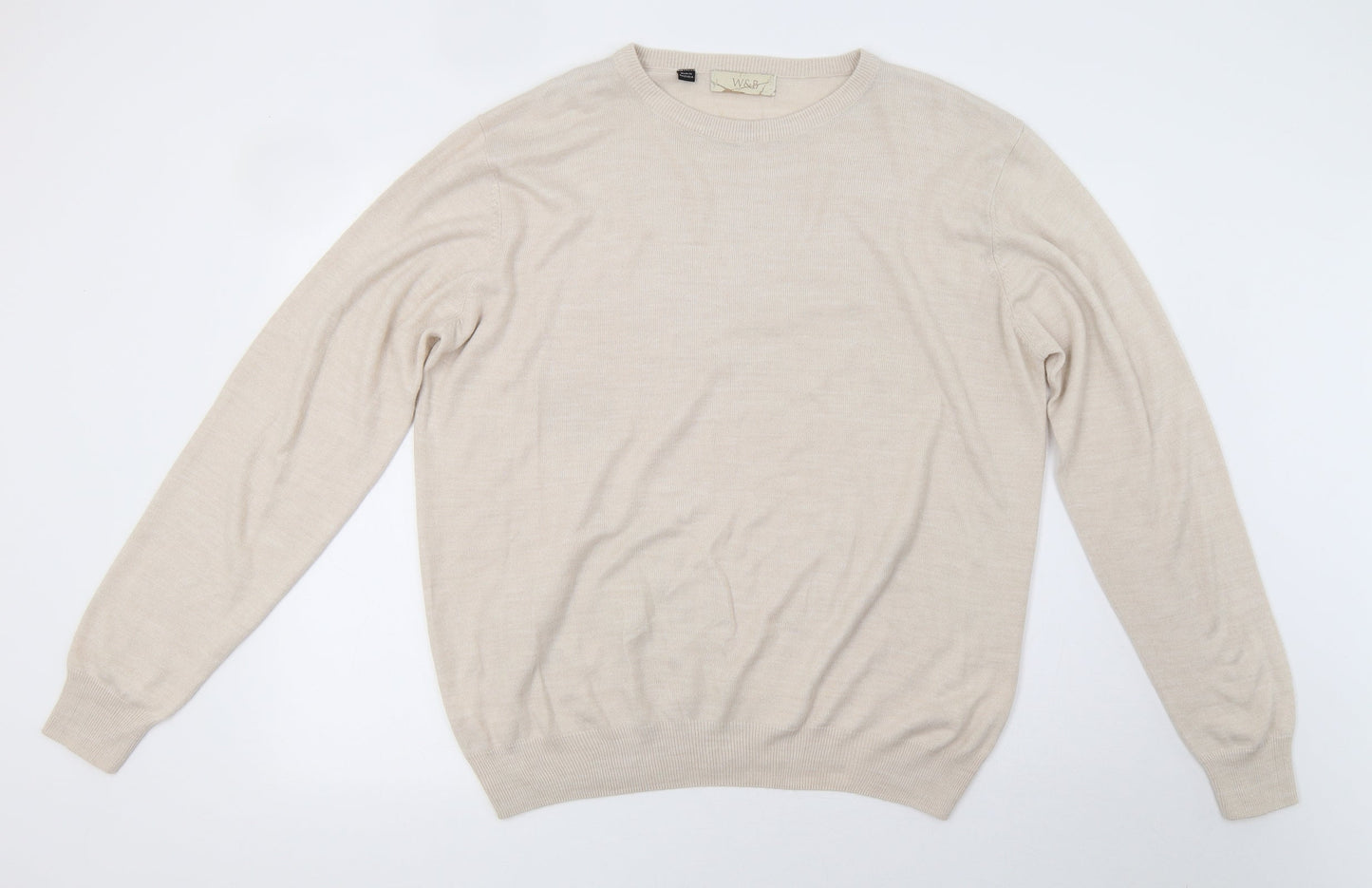 w&b Mens Beige  Knit Pullover Sweatshirt Size XL