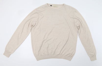 w&b Mens Beige  Knit Pullover Sweatshirt Size XL