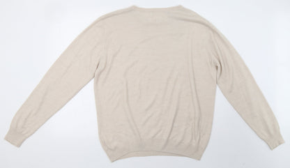 w&b Mens Beige  Knit Pullover Sweatshirt Size XL