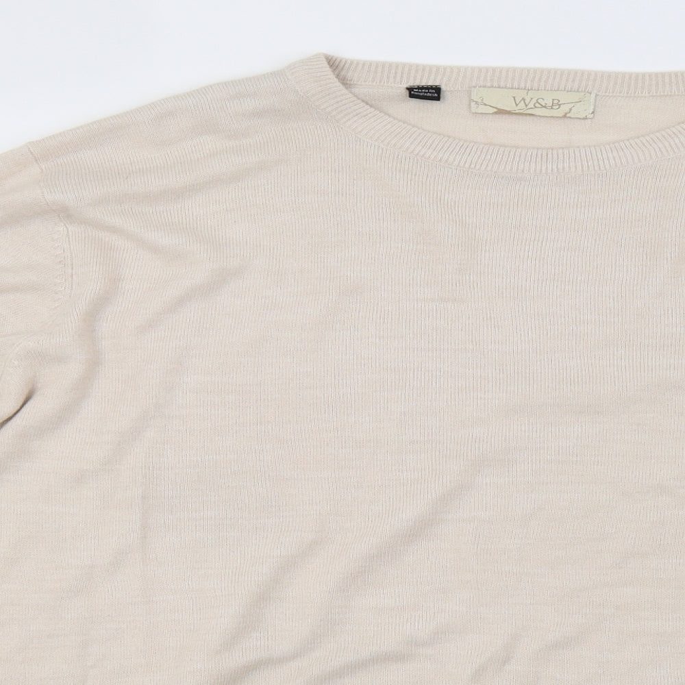 w&b Mens Beige  Knit Pullover Sweatshirt Size XL