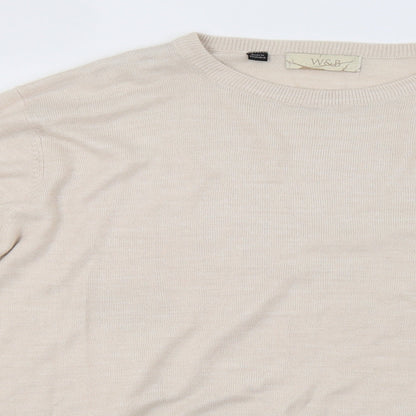 w&b Mens Beige  Knit Pullover Sweatshirt Size XL