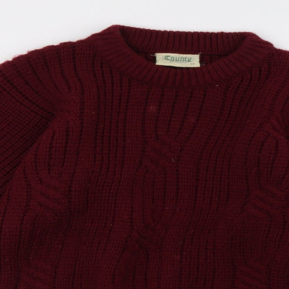 county Womens Red  Knit Pullover Sweatshirt Size M
