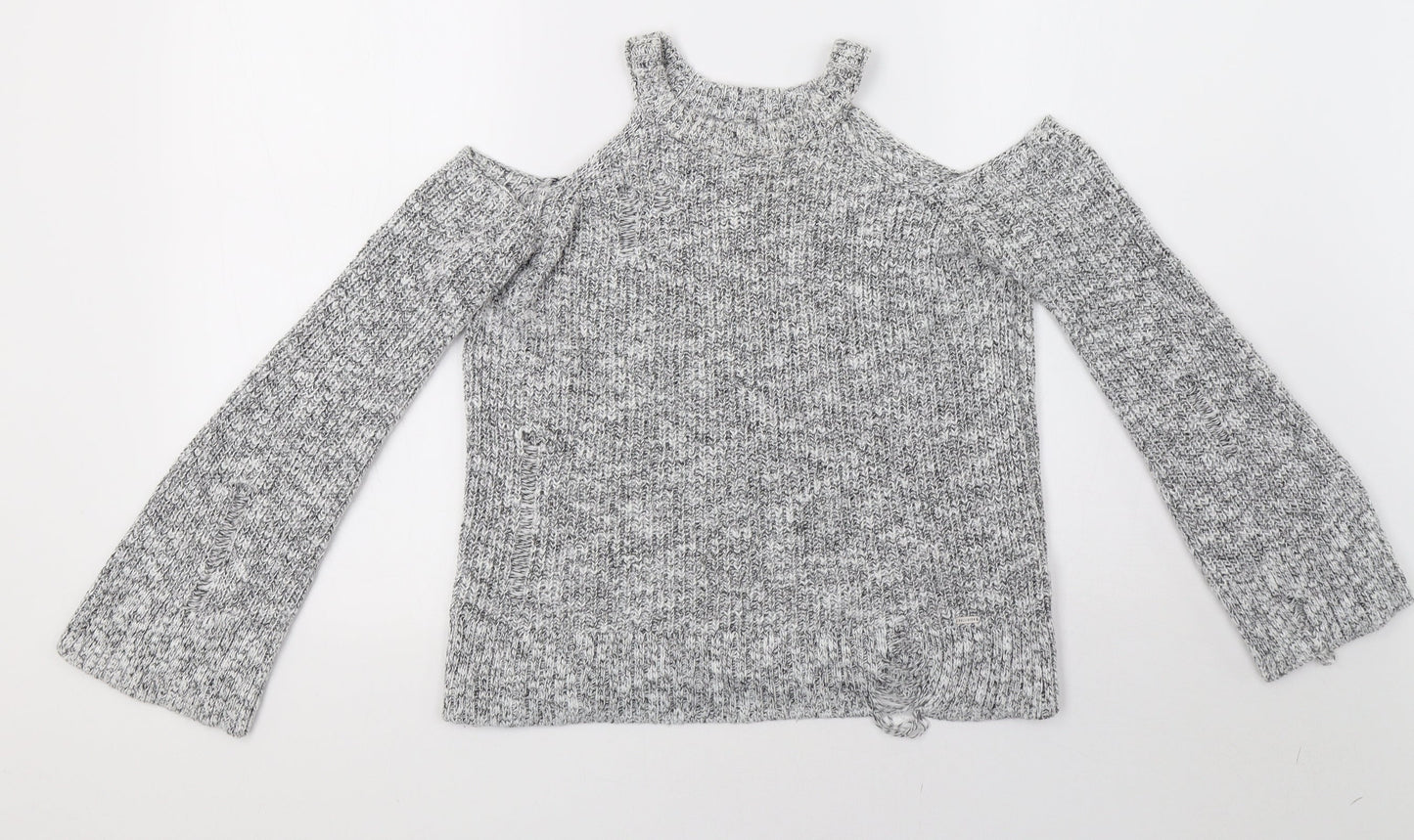Hollister Womens Grey  Knit Pullover Sweatshirt Size XS