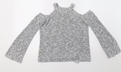 Hollister Womens Grey  Knit Pullover Sweatshirt Size XS