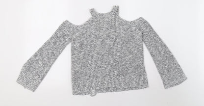 Hollister Womens Grey  Knit Pullover Sweatshirt Size XS
