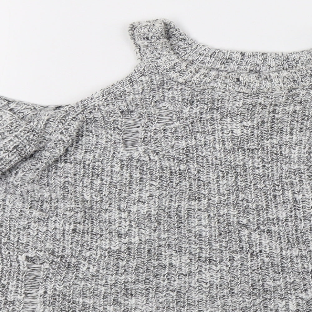 Hollister Womens Grey  Knit Pullover Sweatshirt Size XS