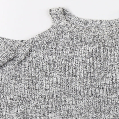 Hollister Womens Grey  Knit Pullover Sweatshirt Size XS