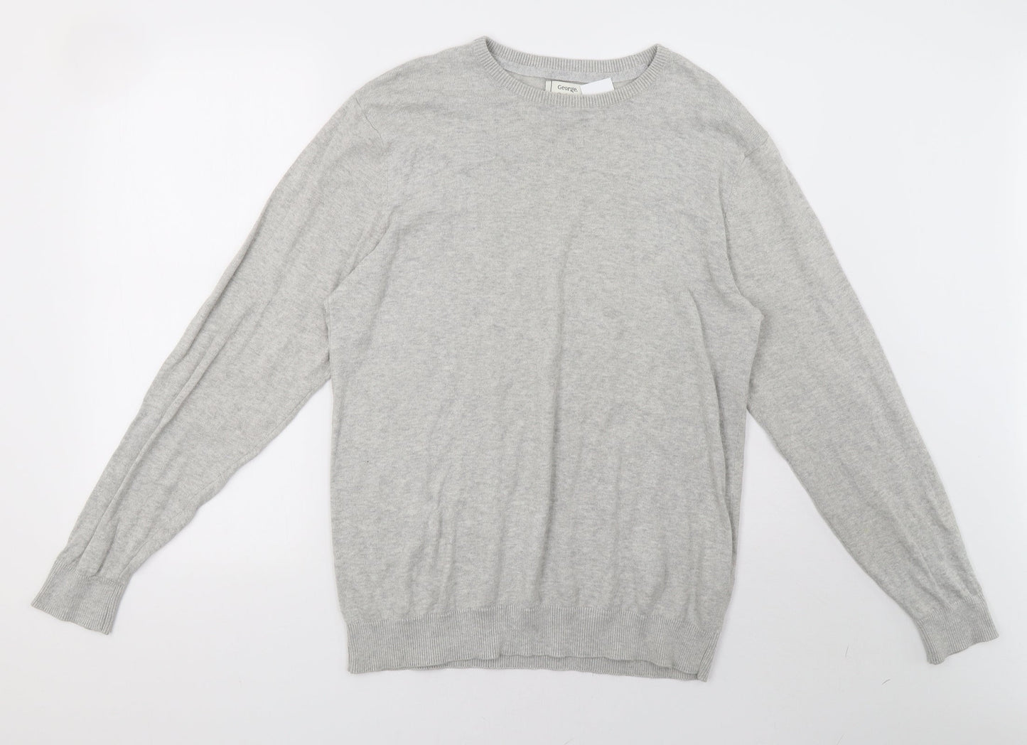 georhge Mens Grey  Knit Pullover Sweatshirt Size M