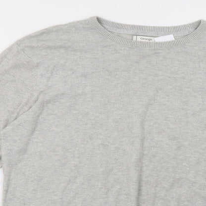 georhge Mens Grey  Knit Pullover Sweatshirt Size M