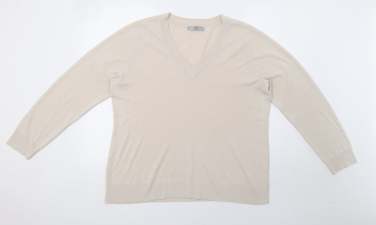 Additional front view of TU women’s beige pullover sweatshirt, size UK 18