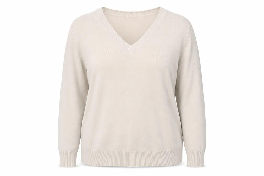 Front view of TU women’s beige pullover sweatshirt, size UK 18