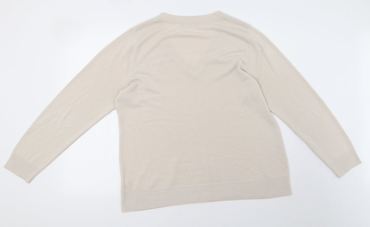 Back view of TU women’s beige pullover sweatshirt, size UK 18