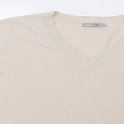 Close-up detail of TU women’s beige pullover sweatshirt, size UK 18