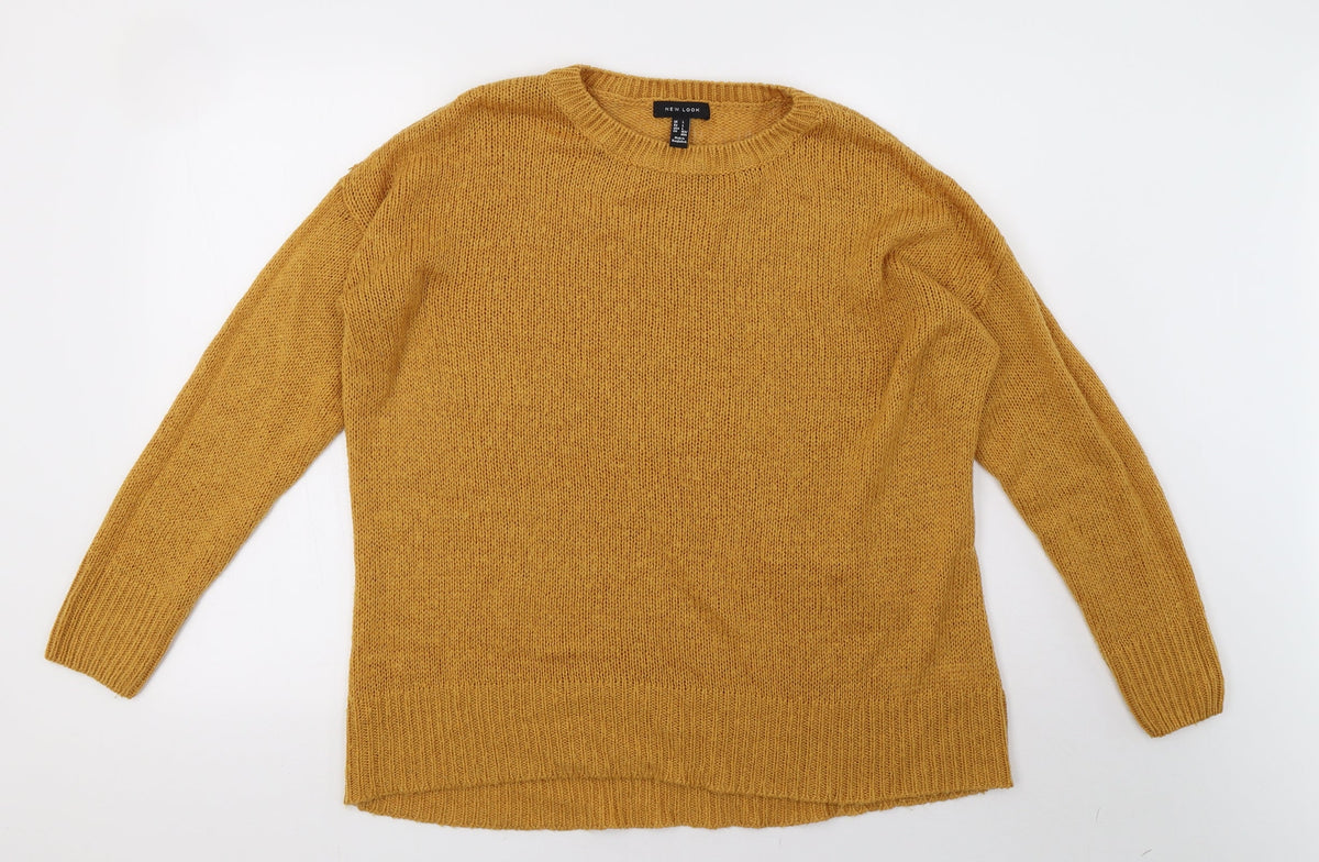 New Look Womens Yellow  Knit Pullover Sweatshirt Size L