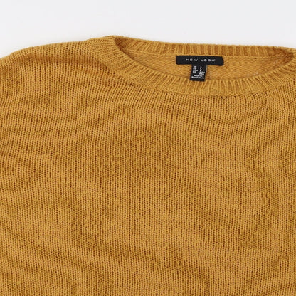 New Look Womens Yellow  Knit Pullover Sweatshirt Size L