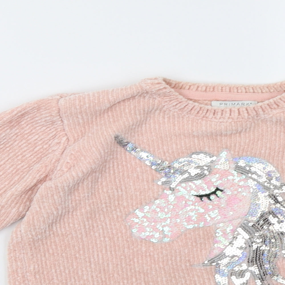 Primark Girls Pink   Pullover Sweatshirt Size 12 Years  - Unicorn