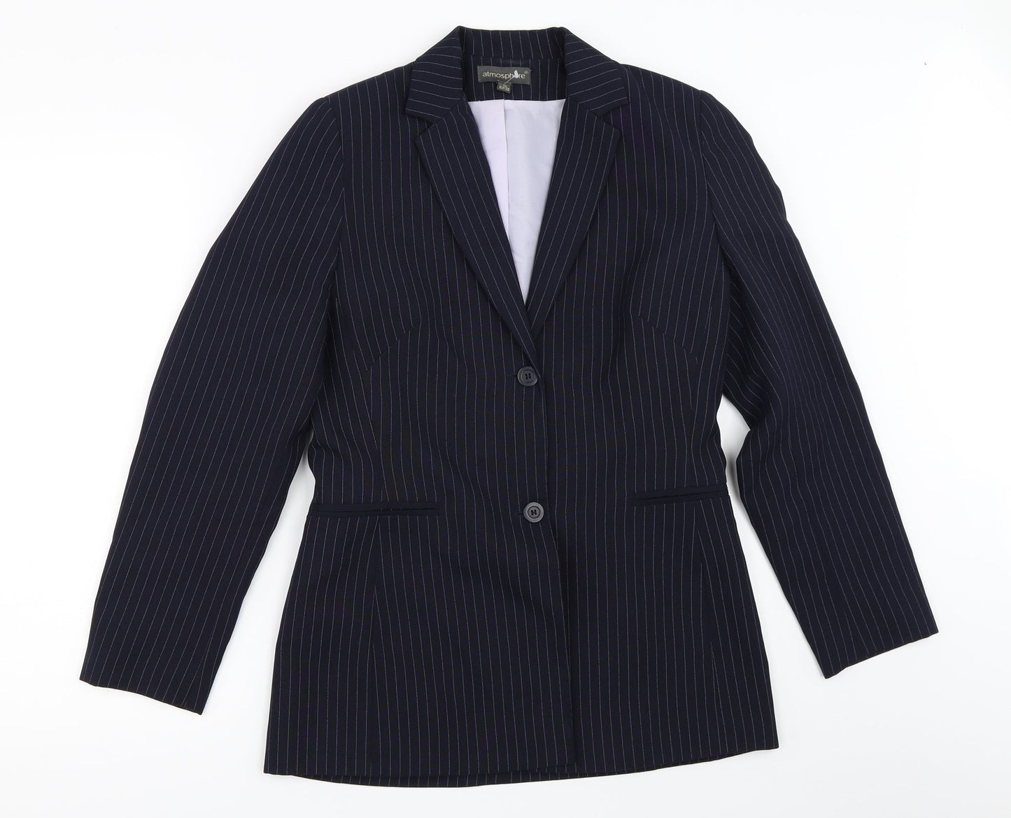 Atmosphere Womens Blue Striped  Jacket Blazer Size 10