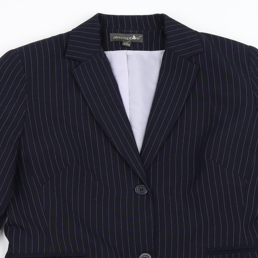 Atmosphere Womens Blue Striped  Jacket Blazer Size 10