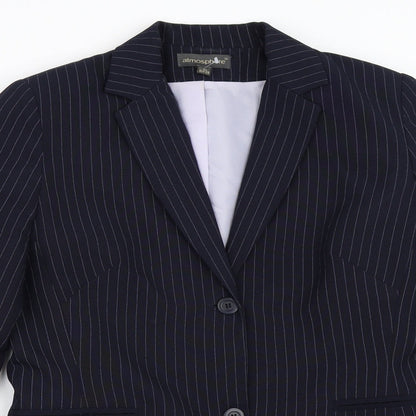 Atmosphere Womens Blue Striped  Jacket Blazer Size 10