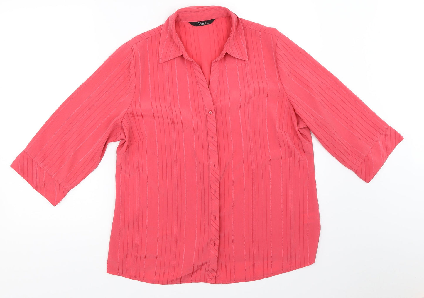 Womens UK Size 16 BM Pink Basic Button-Up