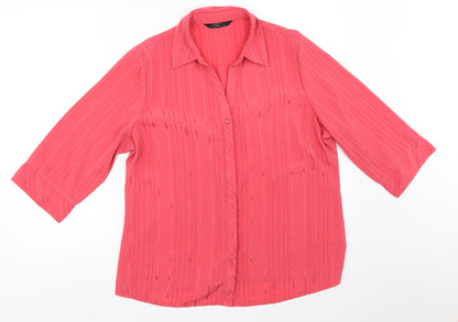 Womens UK Size 16 BM Pink Basic Button-Up