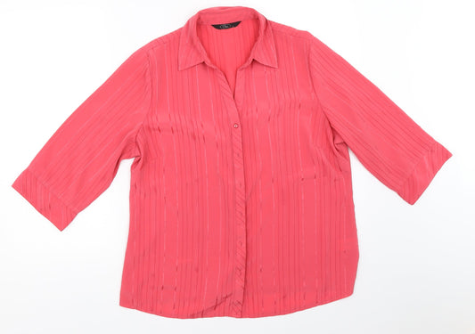 Womens UK Size 16 BM Pink Basic Button-Up