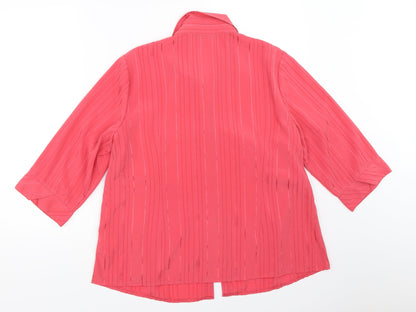 Womens UK Size 16 BM Pink Basic Button-Up