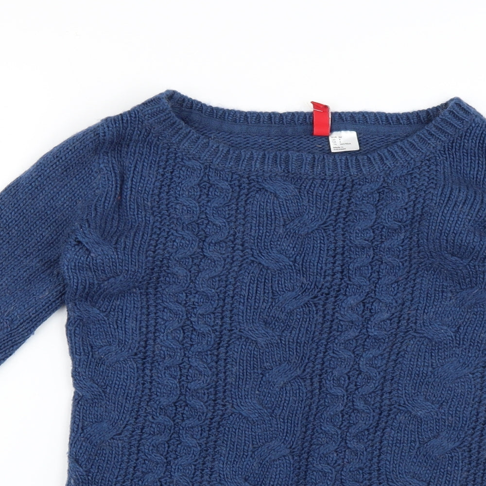 Womens UK Size 4 H&M Blue Pullover Jumper