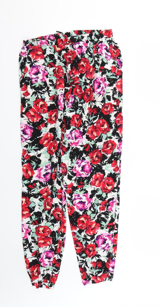 blue chameleon Womens Multicoloured Floral  Trousers  Size 10 L24 in